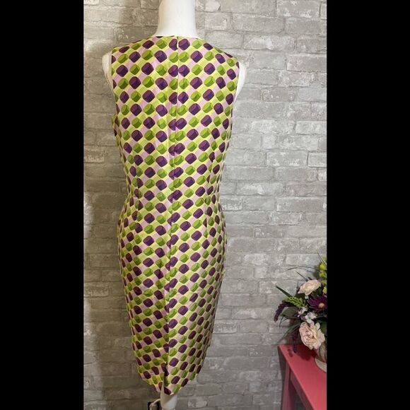Moda Seta Geo Print Dress Sleeveless Green Purple Size 6 - Picture 3 of 9